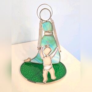 Vintage 1989 JoAnne Roth Stain Glass Angel w/ Child Figurine #443 Out of 15,000